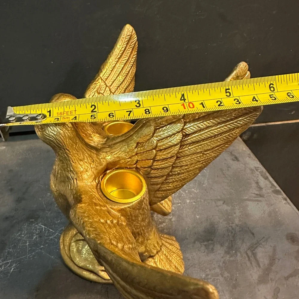 Vintage Gold Tone Ceramic Love Birds‎ Candlestick Holder Romantic Table Decor